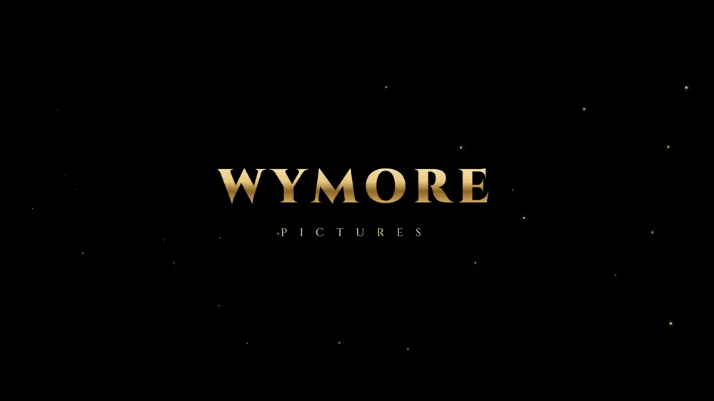 Opening card of the trailer: "Wymore Pictures" in gold letters on a dark starfield.